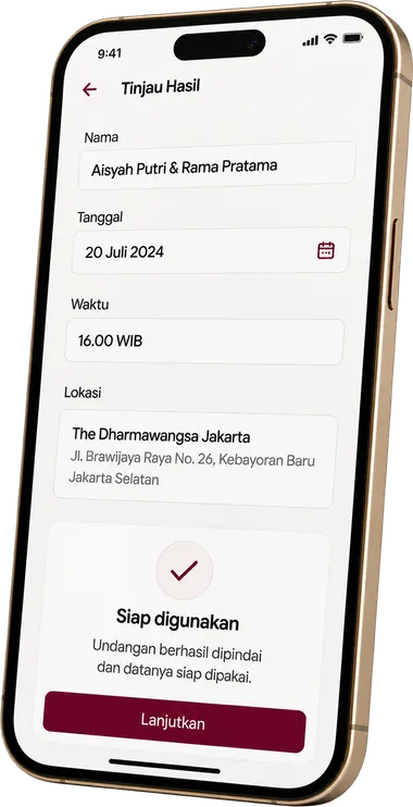 Layar ACARAMU: data undangan sudah diperiksa dan siap dipakai.