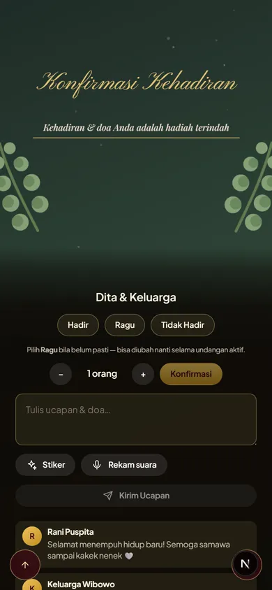 RSVP & ucapan: tampilan undangan contoh tema Serba Ada